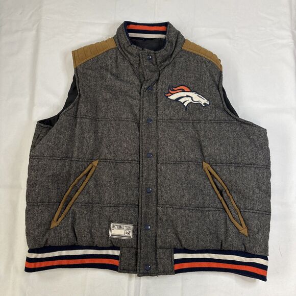 NFL Men's Denver Broncos Legacy Button-Up Reversible Vest Gray Puffer Size 3XL - Picture 1 of 9